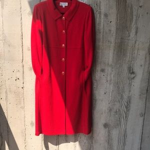 Vintage St John Red long sleeve duster w/pockets